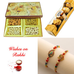 Exclusive Rakhi Set of 2 with Assorted Dry Fruits and Ferrero Rocher