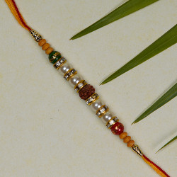 Exclusive Rudraksh Rakhi with Pearls and Beads