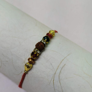 Exclusive Rudraksh with Multicolor Beads Rakhi