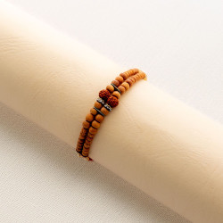 Exquisite Rudraksh Rakhi with Wooden Beads