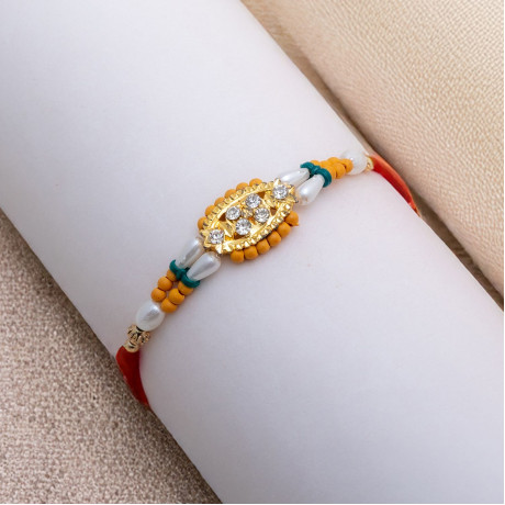 Fabulous AD Pearls and Bead Rakhi