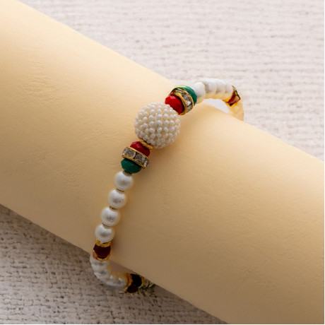 Fabulous Pearls Stones and AD Rakhi