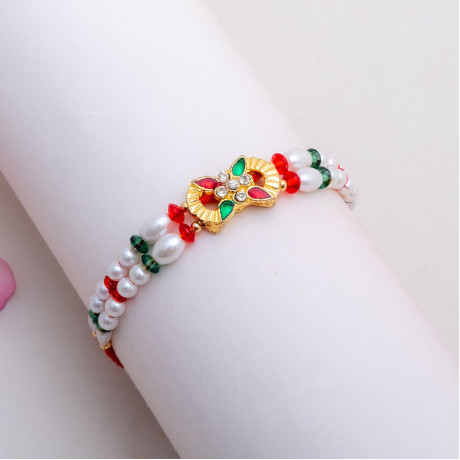 Fancy AD Pearls and Beads Rakhi