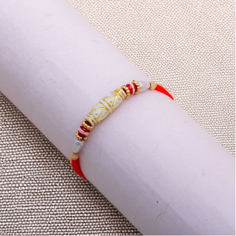 Fancy Beads and White Pearls Rakhi