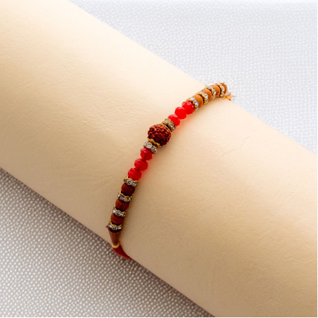 Fancy Beads Rakhi with Holy Rudraksh Fancy Beads Rakhi with Holy Rudraksh