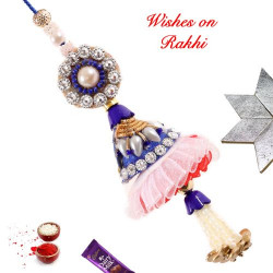 Fancy Pearls Beads and AD Work Lumba Rakhi