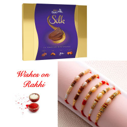 Festive 5 Rakhi Set with Cadbury Silk Miniatures