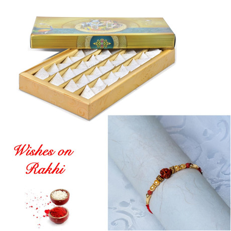 Festive Rakhi with Kaju Katli Treats for Brother