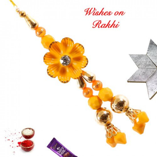 Floral Motif with Colored Beads Lumba Rakhi