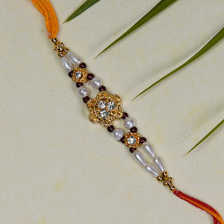Floral Style AD with Pearls Work Rakhi