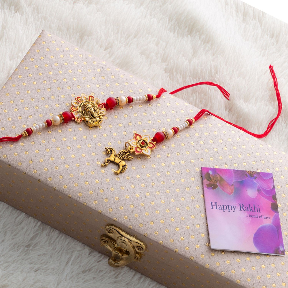 Ganesha Blessings Rakhi Lumba in Devotional Box Ganesha Blessings Rakhi Lumba in Devotional Box