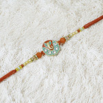 Ganesha Enamelled Rakhi with Traditional Beadwork