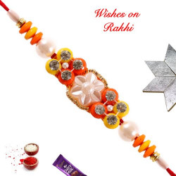 Glowing Pearls AD and Beads Rakhi