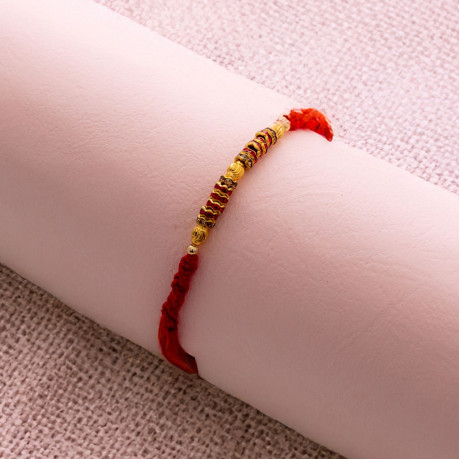 Golden Beads with Fancy Stones Studded Rakhi