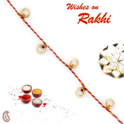Golden Round Hollow Beads Thread Rakhi