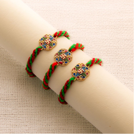 Golden Threads of Care Handcrafted Rakhi Set of 3