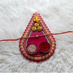 Golden Yellow Rakhi Thali with Elegant Handcrafted Rakhi