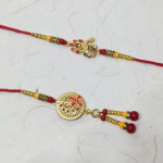 Graceful Bhaiya Bhabhi Rakhi Set with Colorful Stones