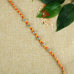 Handcrafted Mauli Rakhi with Sequenced Beads