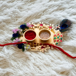 Handcrafted Perfection: Rakhi with Decorative Thali