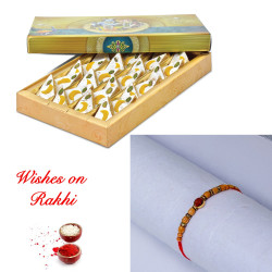 Handcrafted Rudraksh Rakhi with Dryfruit Sangam