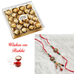 Handmade Bhaiya Bhabhi Rakhi with Ferrero Rocher Chocolates