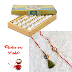 Handmade Bhaiya Bhabhi Rakhi with Kaju Katli Sweets