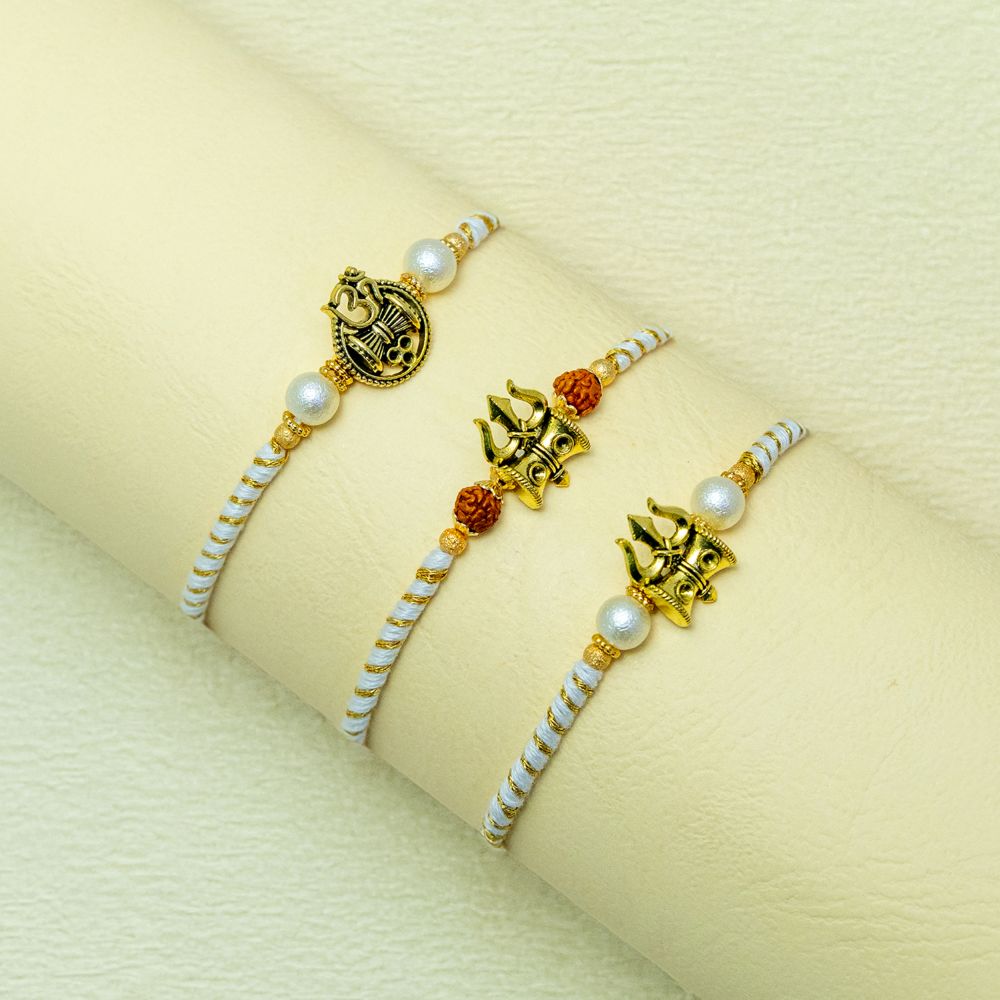 Handmade Divine Rakhi Set of 3 for Bhaiya Handmade Divine Rakhi Set of 3 for Bhaiya
