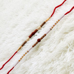 Handmade Duo of Rakhis with Pearls and Rudraksh