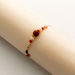 Handmade Rudraksh Rakhi with Beaded Pattern