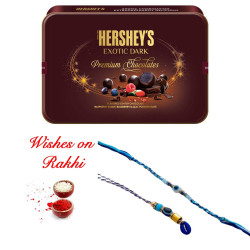 Hersheys Exotic Dark Box with Bhaiya Bhabhi Rakhi Pair