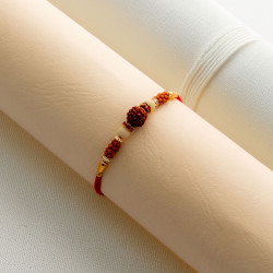 Intricately Designed Rudraksh and Beads Rakhi