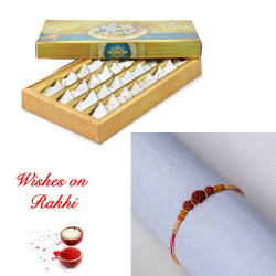Kesar Katli and Rudraksh Rakhi Combo for Brother