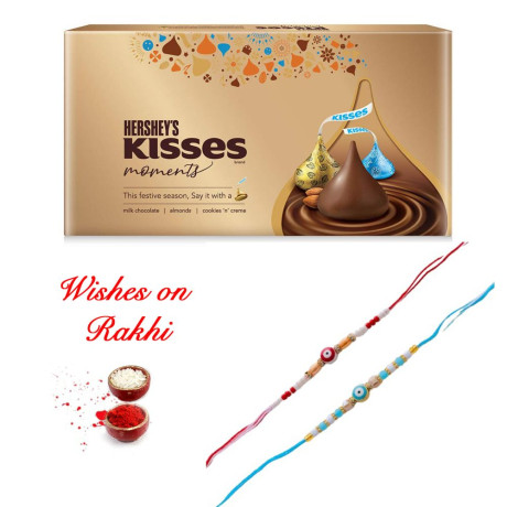 Kisses Moments Gift Pack with Set of 2 Evil Eye Rakhi Kisses Moments Gift Pack with Set of 2 Evil Eye Rakhi