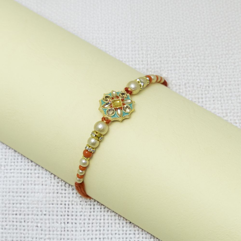 Kundan and Beads Studded Eternal Bond Rakhi Kundan and Beads Studded Eternal Bond Rakhi