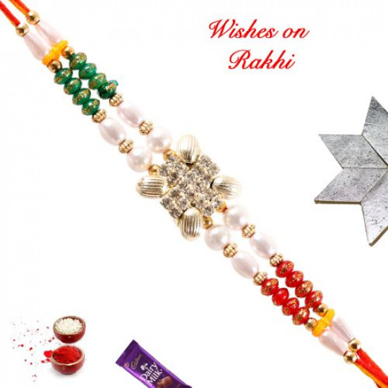 Lovely AD Pearls and Beads Rakhi