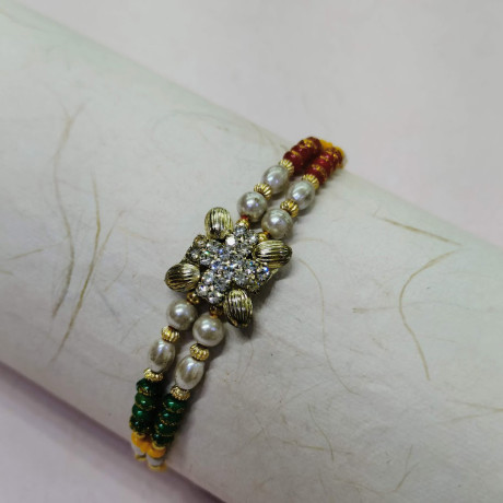 Lovely AD Pearls and Beads Rakhi