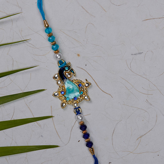 Lovely Meena Work Rakhi with Colored Beads