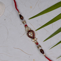 Meena Work with AD Pearls and Beads Rakhi
