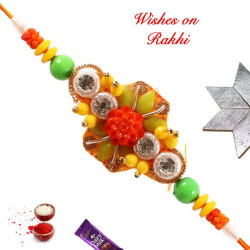 Multicolor Beads Pearls and AD Studded Rakhi