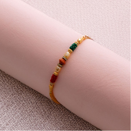 Multicolor Beads with Pearls Rakhi