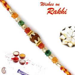Multicolor Crystal Beads Rudraksh Rakhi
