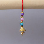 Multicolor Crystals and Beads Studded Lumba Rakhi Multicolor Crystals and Beads Studded Lumba Rakhi