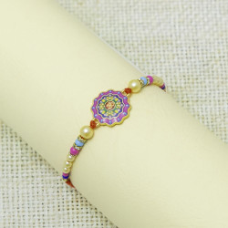 Multicolor Enamelled Rakhi with Floral Art Design