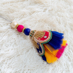 Multicolor Zardosi Work Lumba Rakhi with Beads