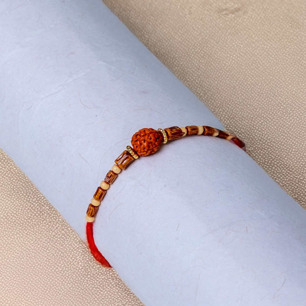 Natural Rudraksh Bead Rakhi Natural Rudraksh Bead Rakhi