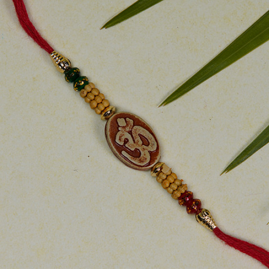 Om with Multicolor Beads Rakhi