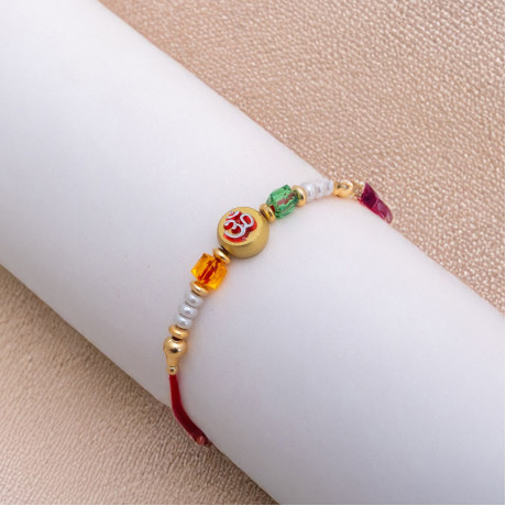 OM with Multicolor Beads Rakhi OM with Multicolor Beads Rakhi