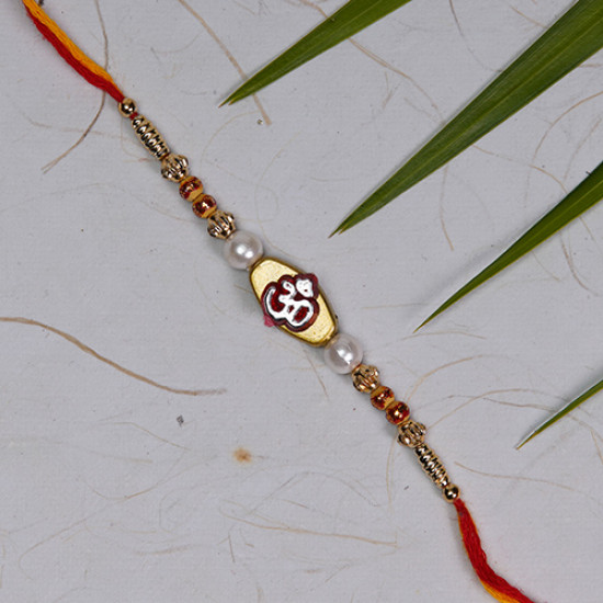OM with Pearls and Beads Rakhi