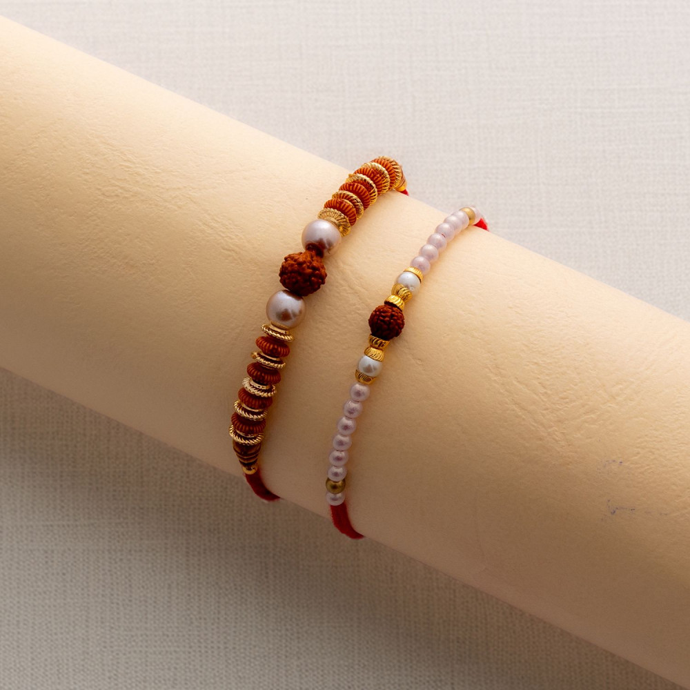 Opulent Pair of Rakhis with Rudraksh Opulent Pair of Rakhis with Rudraksh